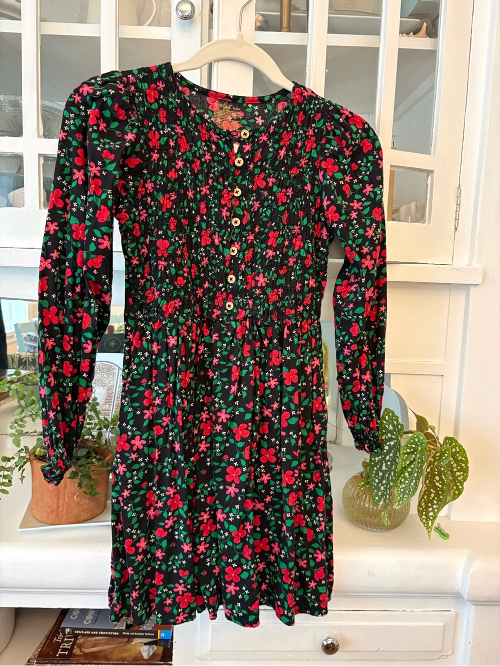 Cat & Jack Black Top with Red Floral Print